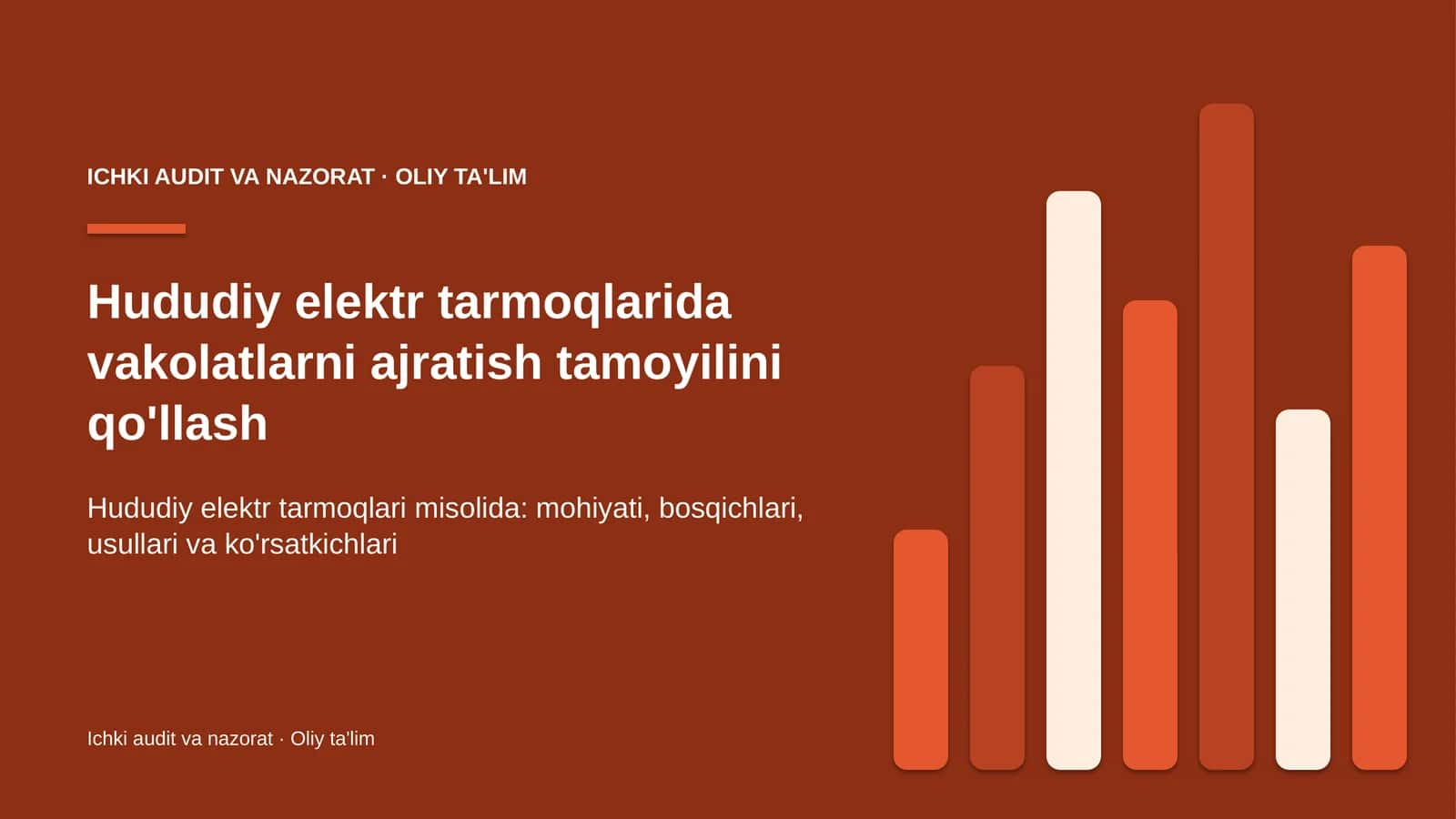 Hududiy elektr tarmoqlarida vakolatlarni ajratish tamoyilini qo'llash