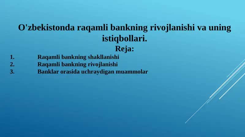 O'zbekistonda raqamli bankning rivojlanishi va uning istiqbollari