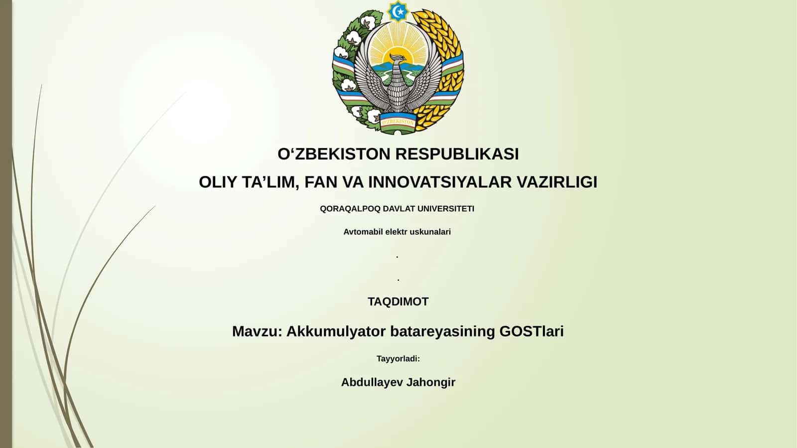 Akkumulyator batareyasining GOSTlari