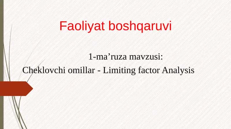 Cheklovchi omillar-Limiting factor Analysis