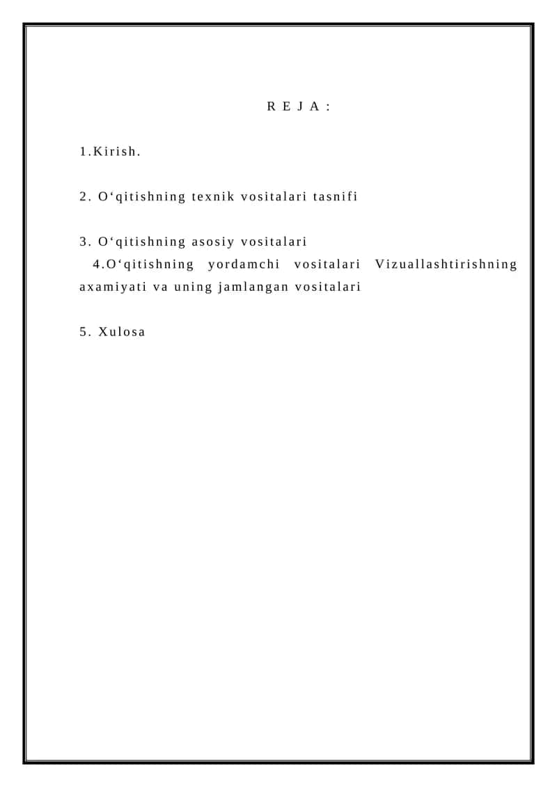 O‘qitishning texnik vositalari tasnifi