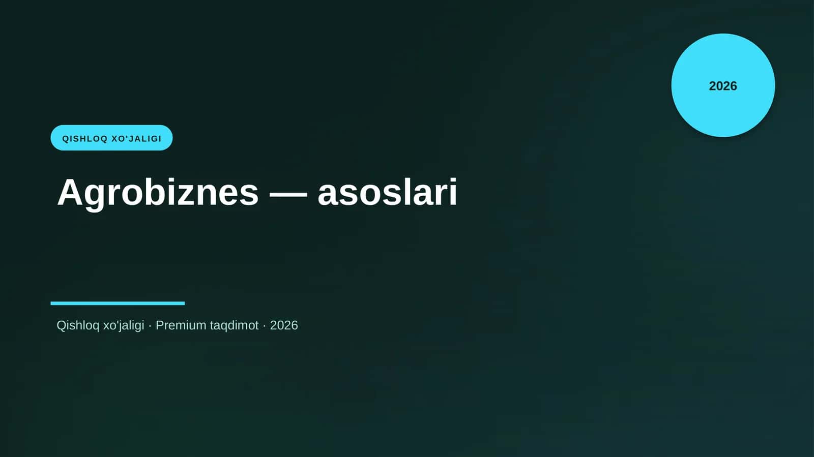 Agrobiznes — asoslari