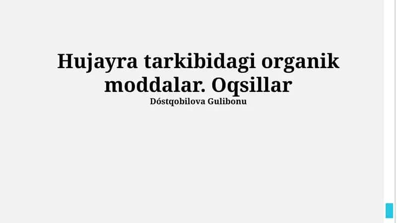 Oqsillar va ularning hujayradagi funksiyalari
