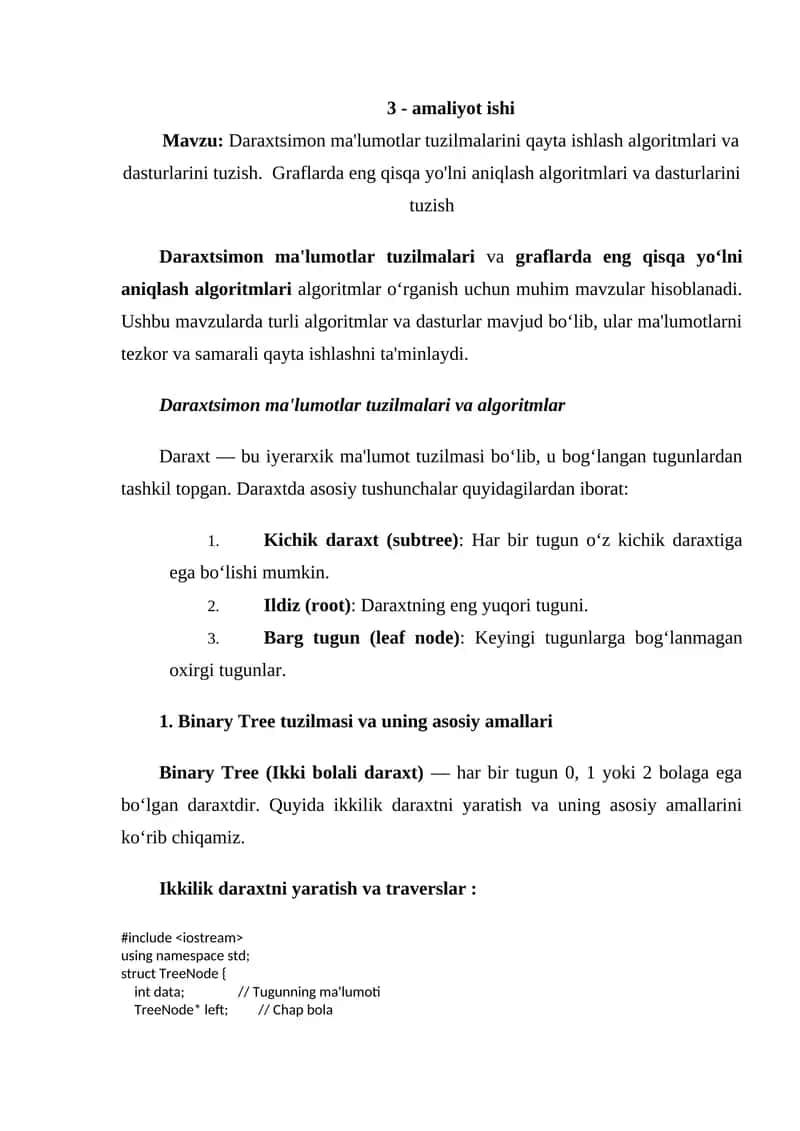 Daraxtsimon ma'lumotlar tuzilmalari va algoritmlar