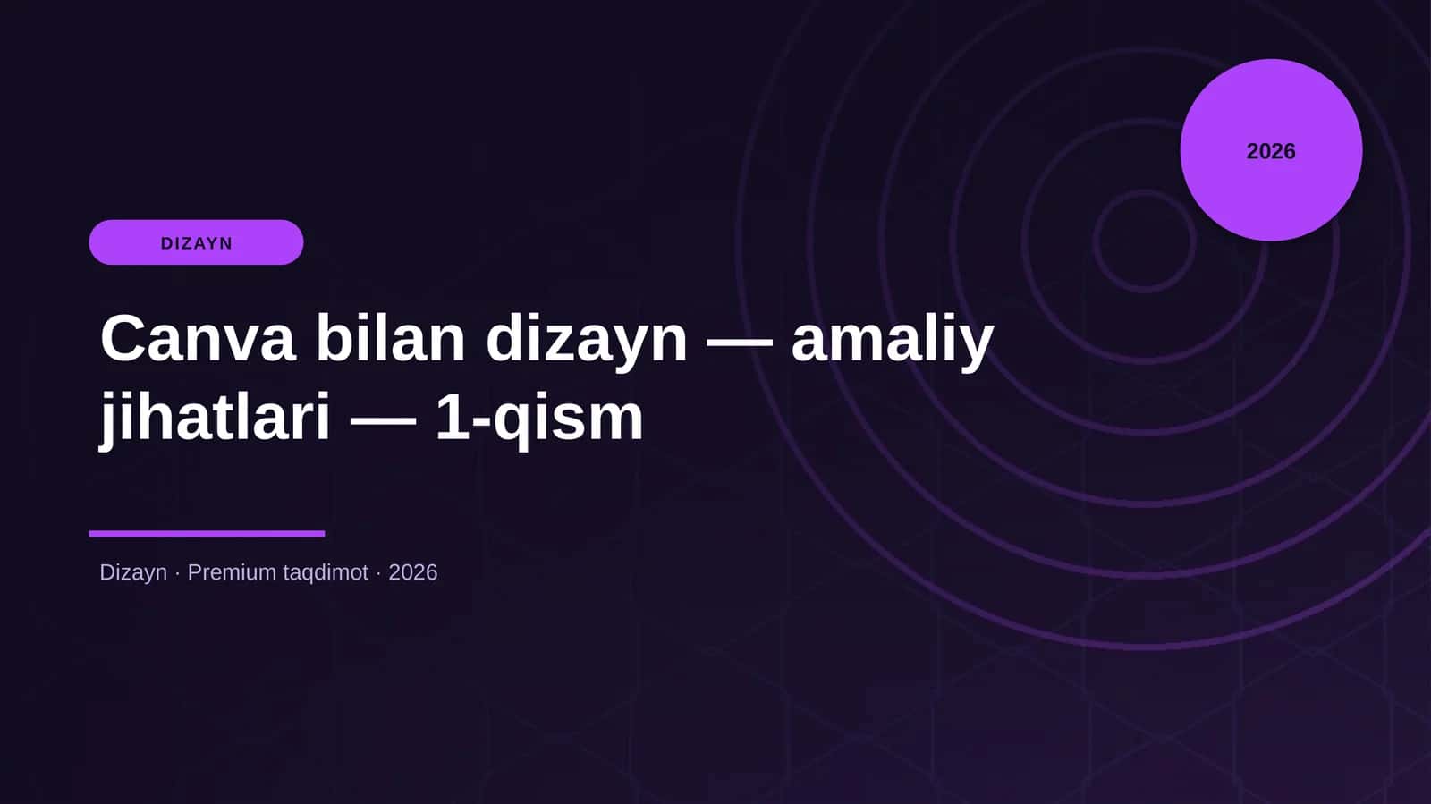 Canva bilan dizayn — amaliy jihatlari — 1-qism