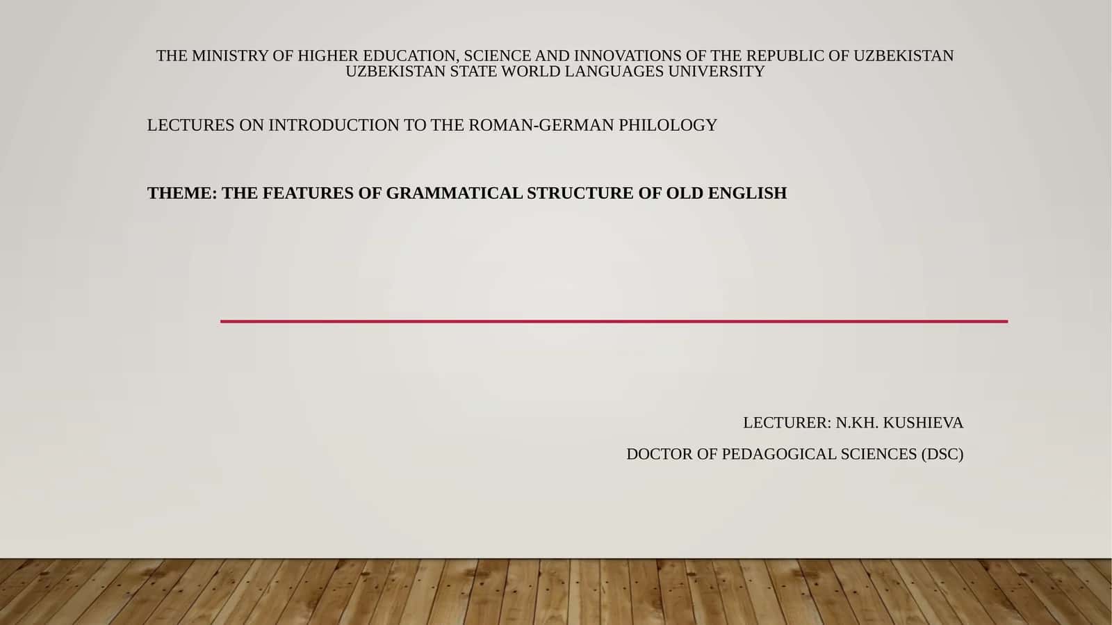 Lectures on Introduction to the Roman-German Philology