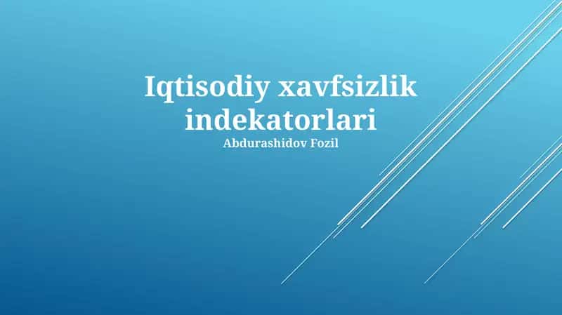 Iqtisodiy xavfsizlik indekatorlari