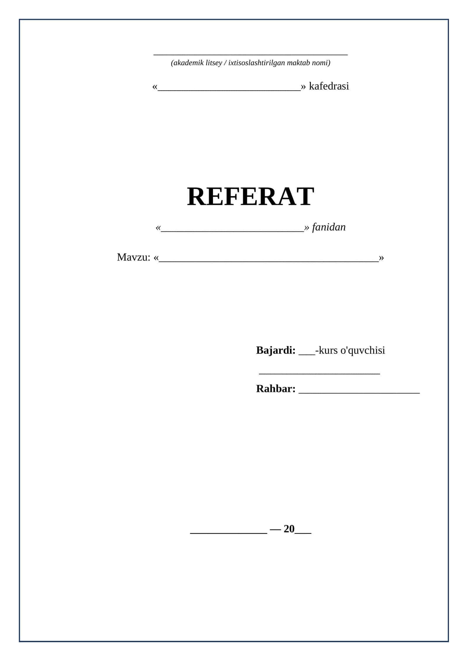 Referat titul varagi akademik litsey va ixtisoslashtirilgan maktab