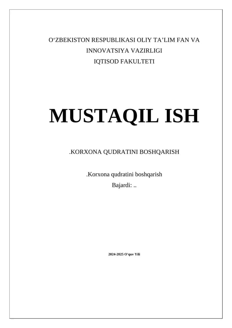 Korxona qudratini boshqarish