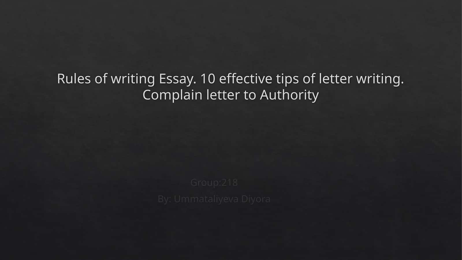 Rules of writing Essay. 10 effective tips of letter writing. Complain letter to Authority