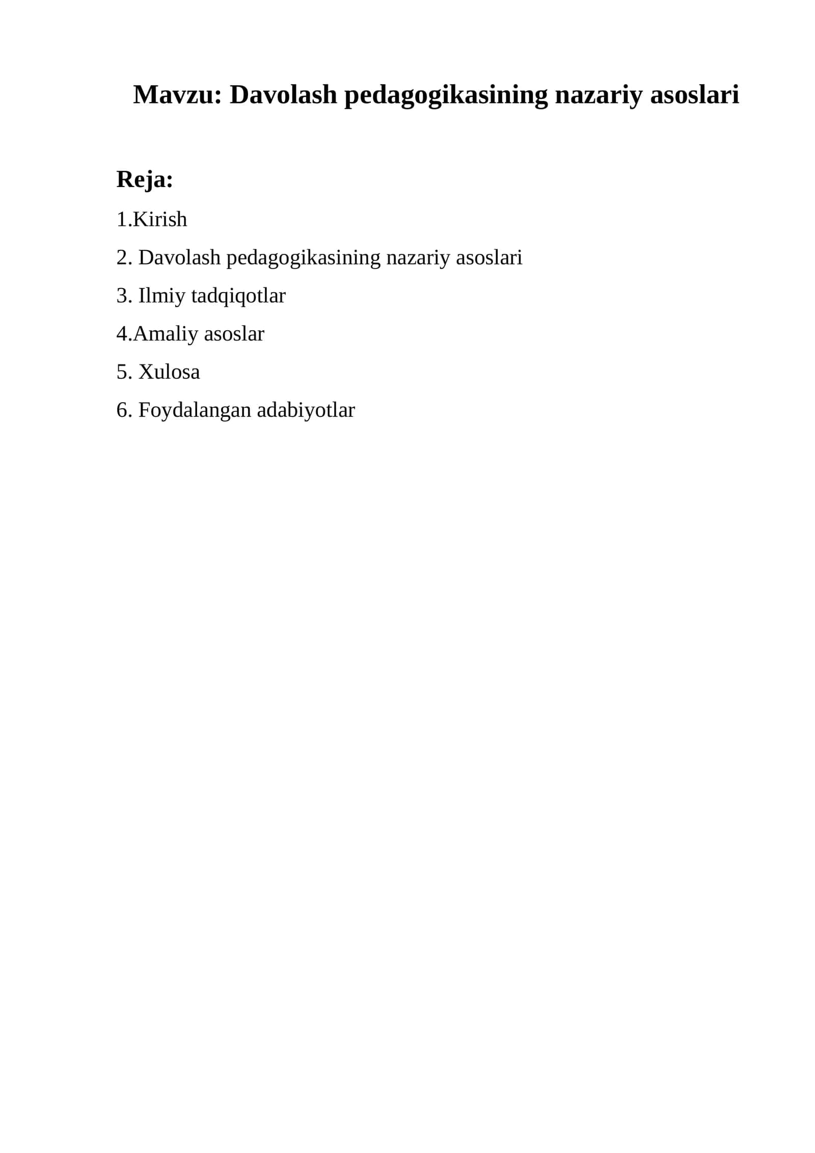 Davolash pedagogikasining nazariy asoslari
