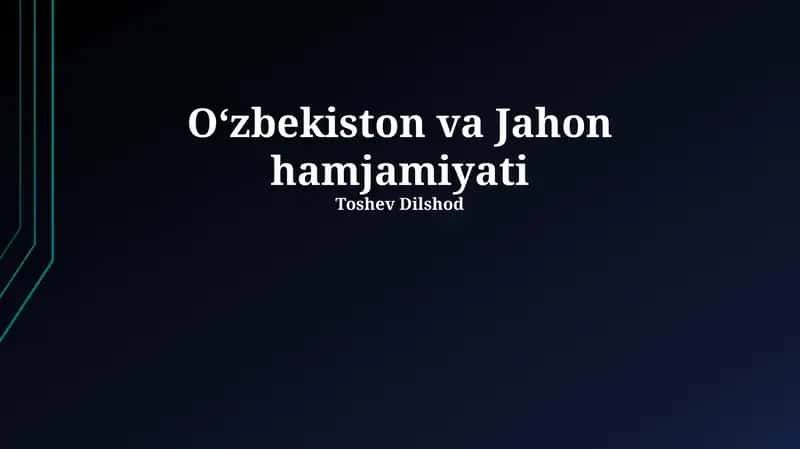 Oʻzbekiston va Jahon hamjamiyati