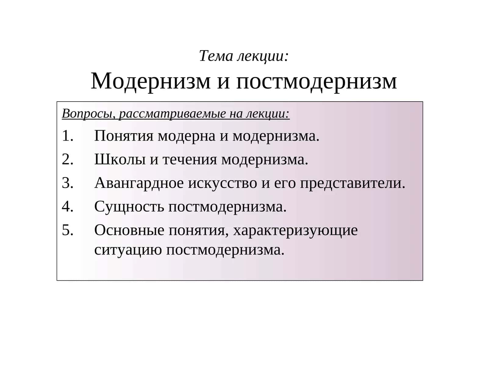 Модернизм и постмодернизм