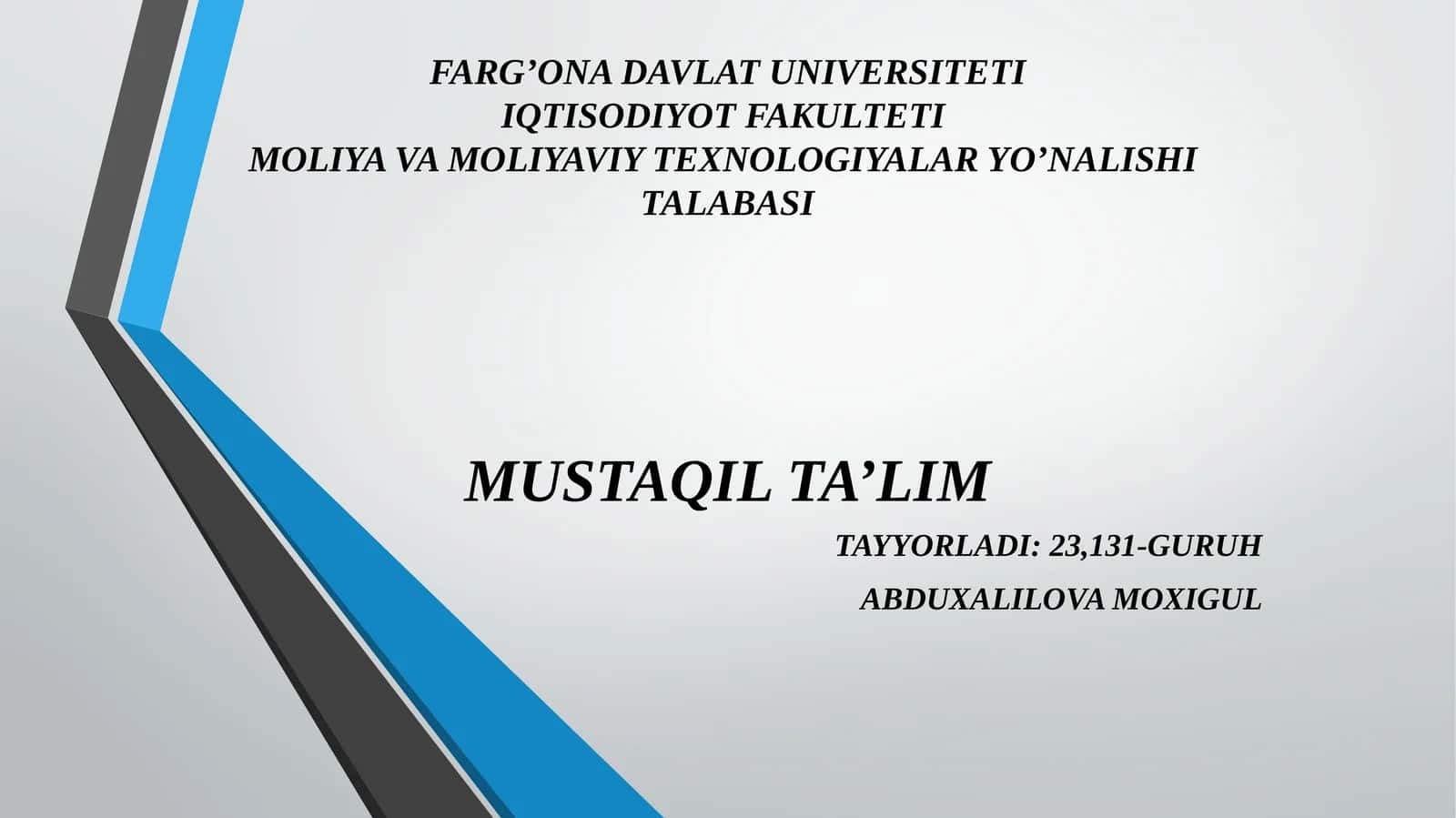 Moliya va moliyaviy texnologiyalar yunalishi