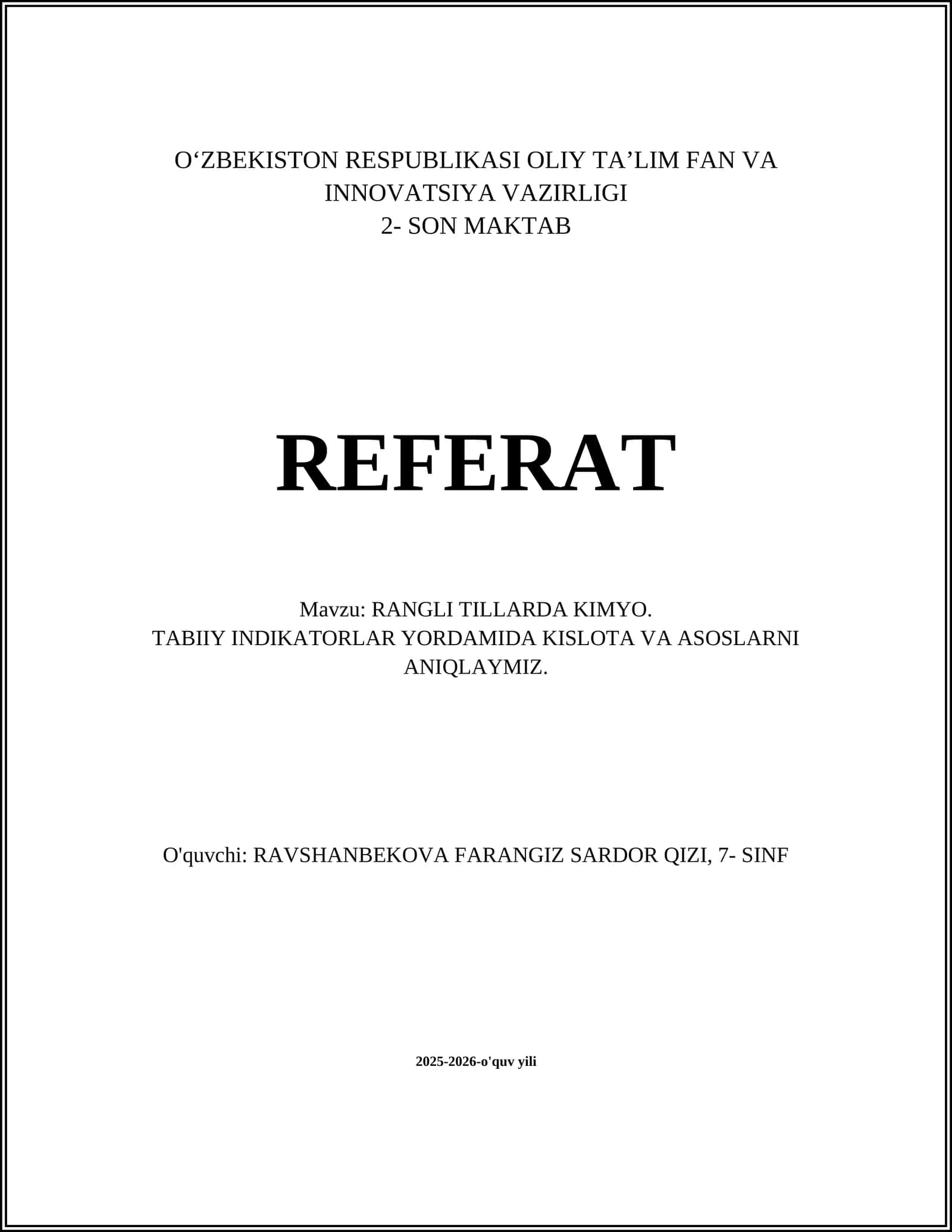 RANGLI TILLARDA KIMYO