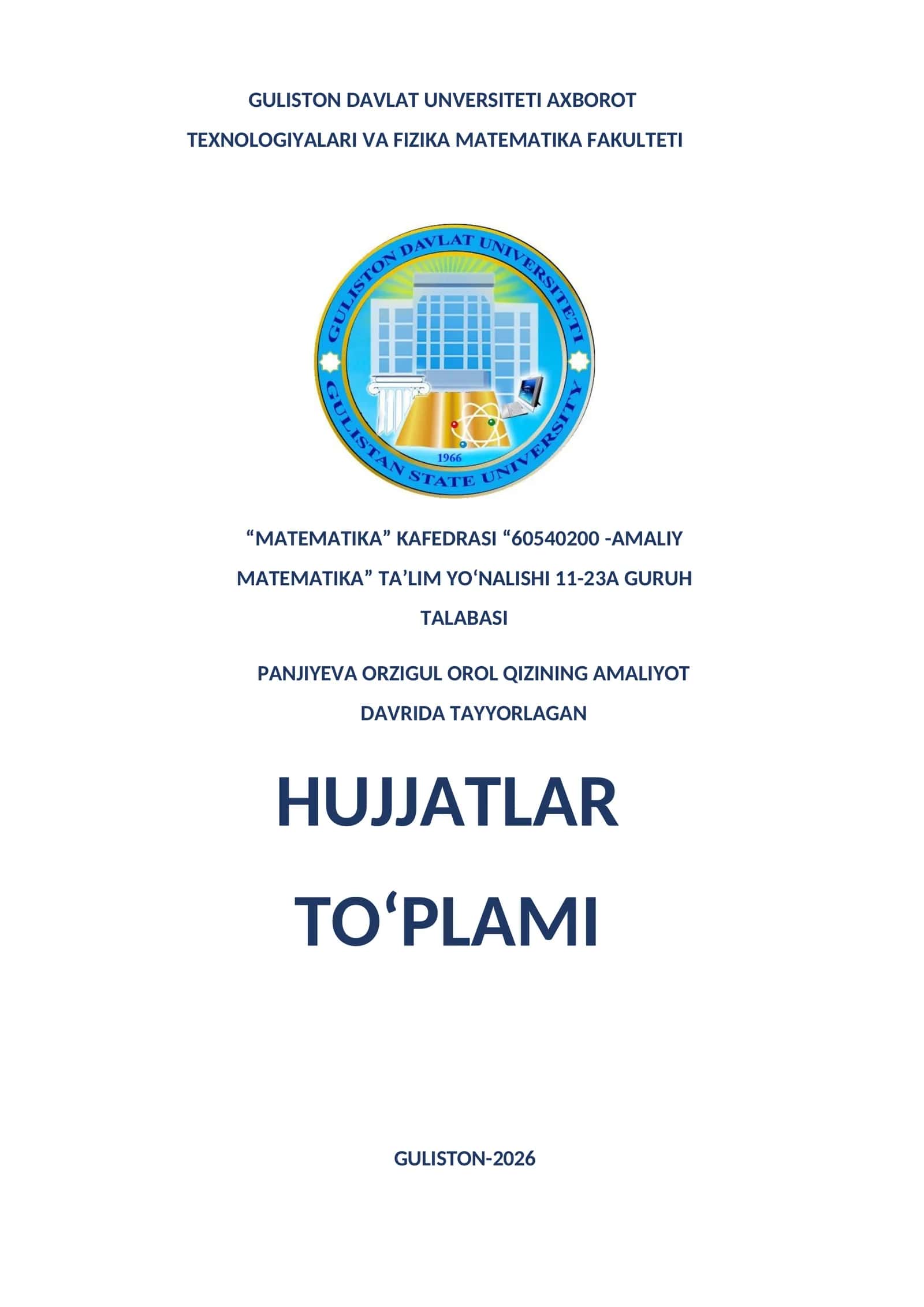 AMALIYOT DAVRIDA TAYYORLAGAN HUJJATLAR TO‘PLAMI