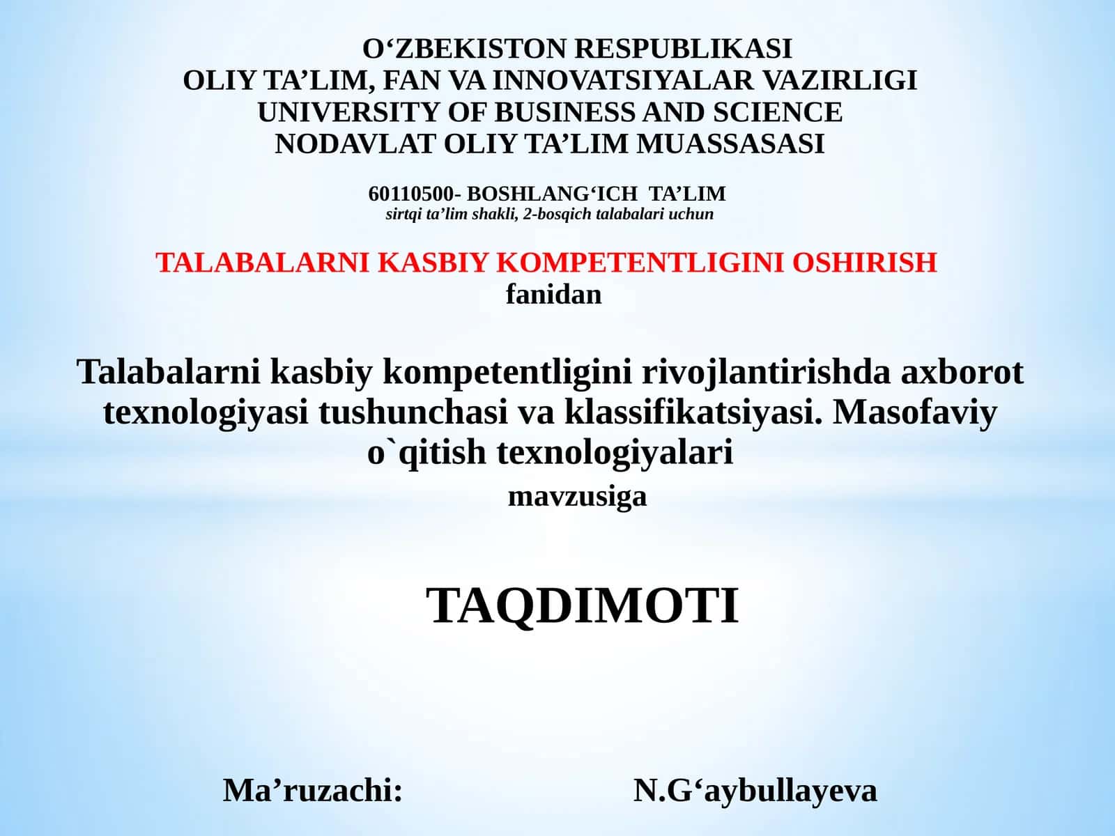 Masofaviy o`qitish texnologiyalari