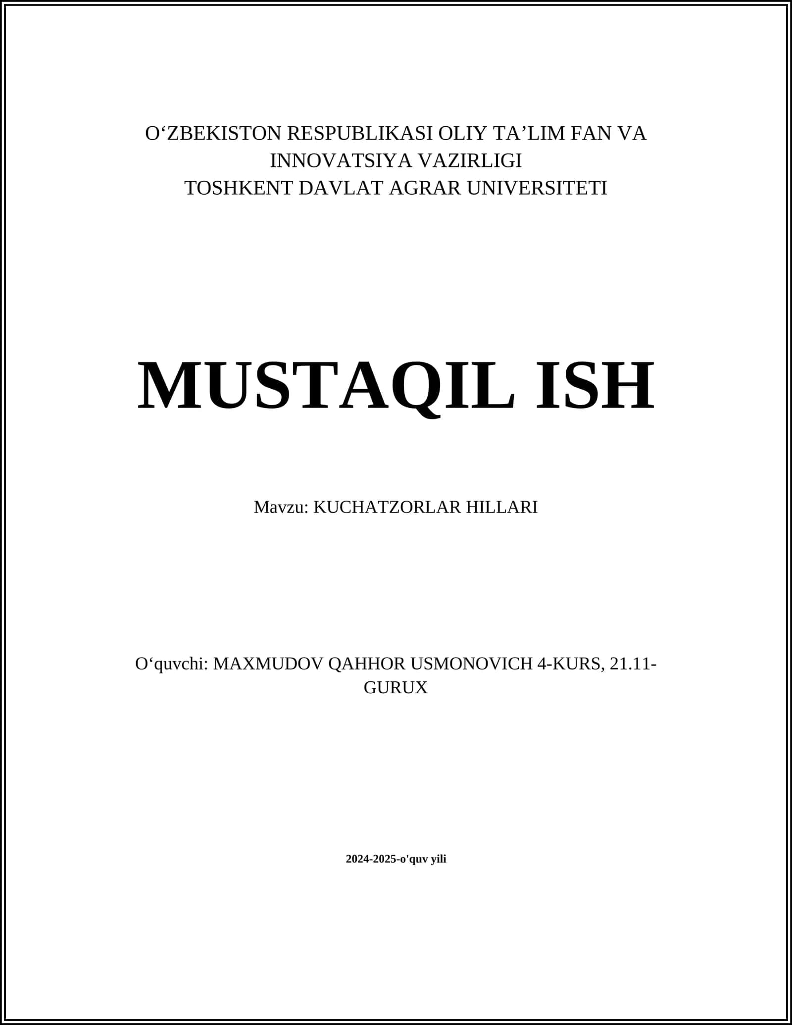 KUCHATZORLAR HILLARI