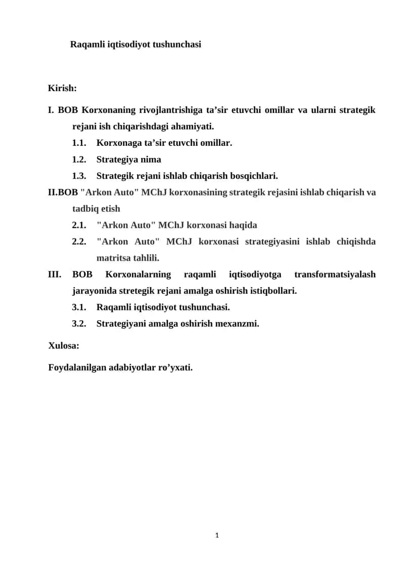 Raqamli iqtisodiyot tushunchasi