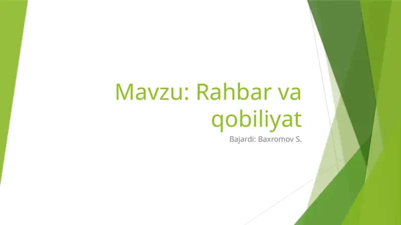 Rahbar va qobiliyat