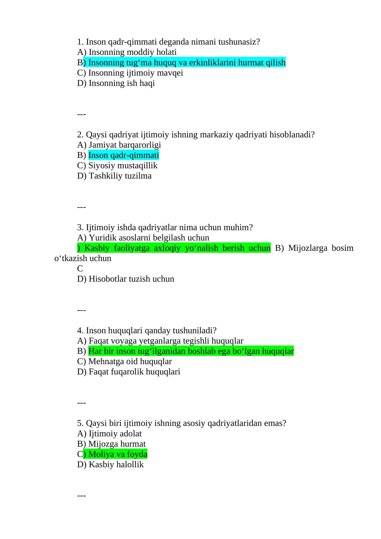 Ijtimoiy ishning asoslari quiz