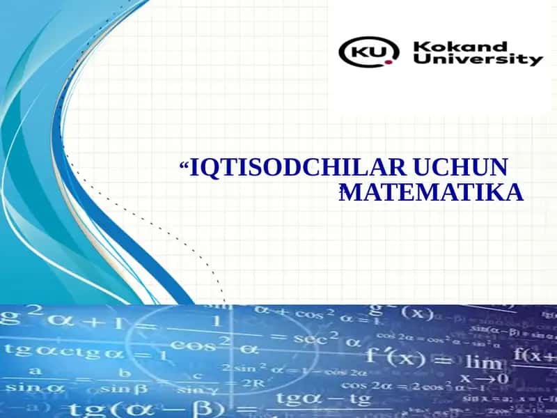 IQTISODCHILAR UCHUN MATEMATIKA