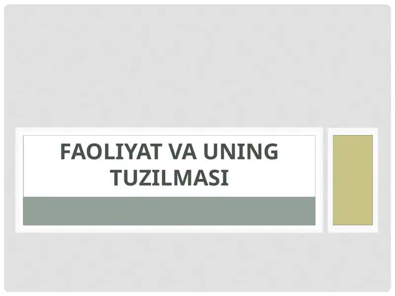 FAOLIYAT