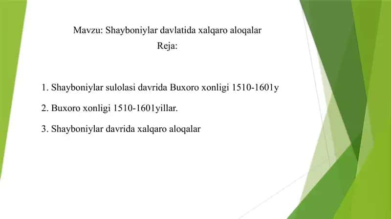 Shayboniylar davlatida xalqaro aloqalar