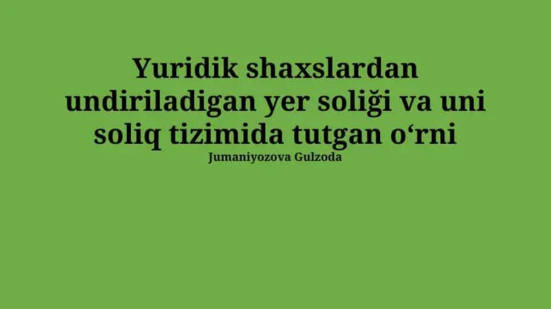 Soligʼning normativ-huquqiy asoslari