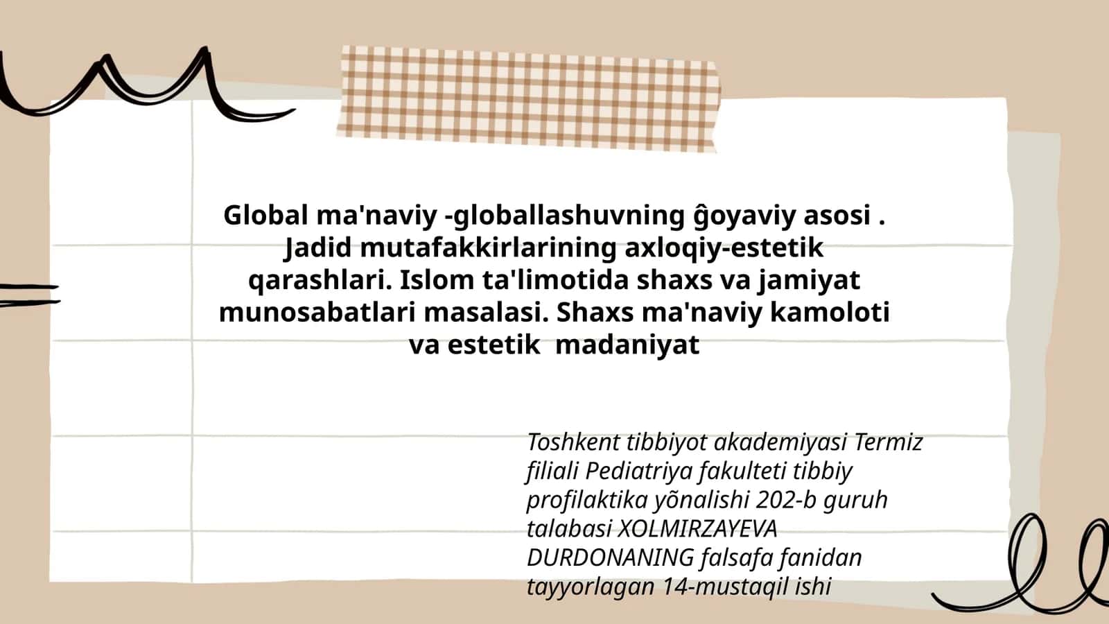 Toshkent tibbiyot akademiyasi Termiz filiali Pediatriya fakulteti tibbiy profilaktika
