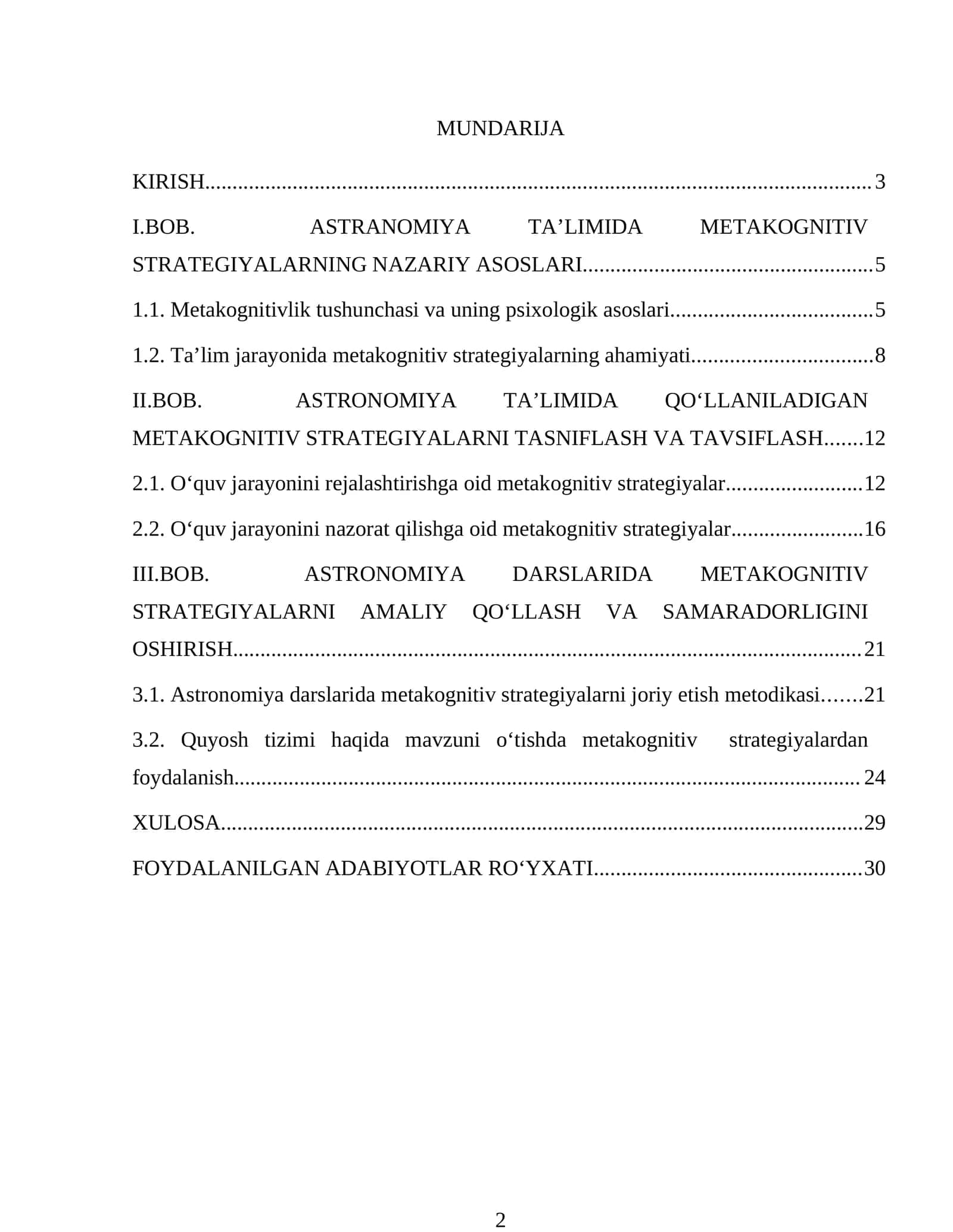 ASTRONOMIYA TA’LIMIDA METAKOGNITIV STRATEGIYALARNI O‘RGANISHNING PSIXOLOGIK ASOSLARI