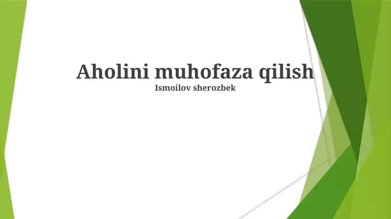 Aholini muhofaza qilish