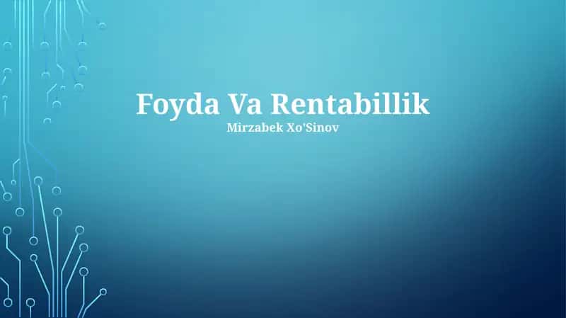 Foyda Va Rentabillik