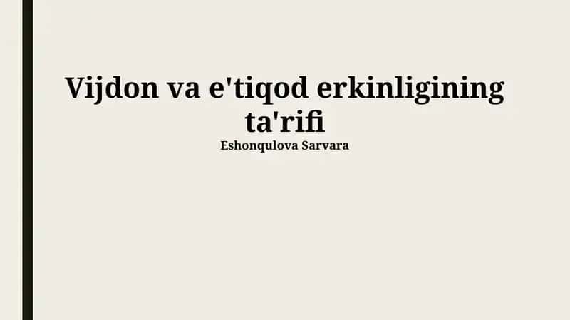 Vijdon va e'tiqod erkinligining ta'rifi