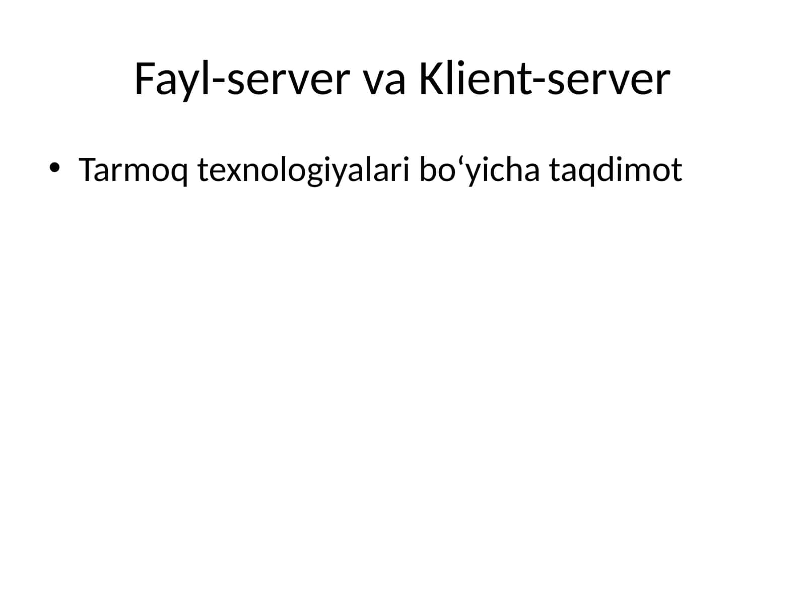Tarmoq texnologiyalari bo‘yicha taqdimot