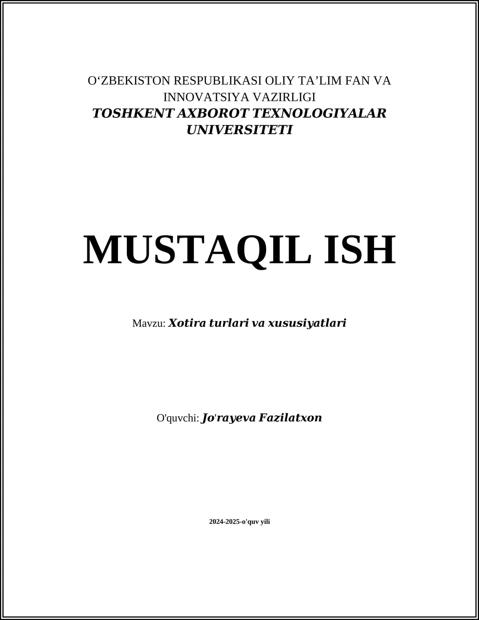 Xotira turlari: Deklarativ va protsedural xotira