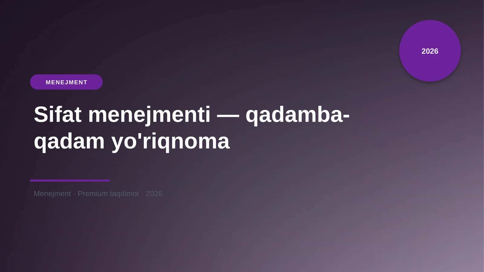 Sifat menejmenti — qadamba-qadam yo'riqnoma