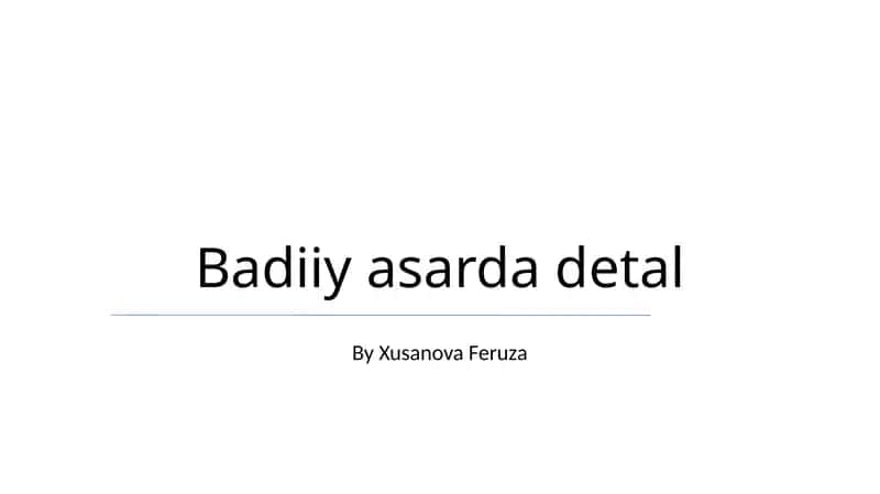 Badiiy asarda detal