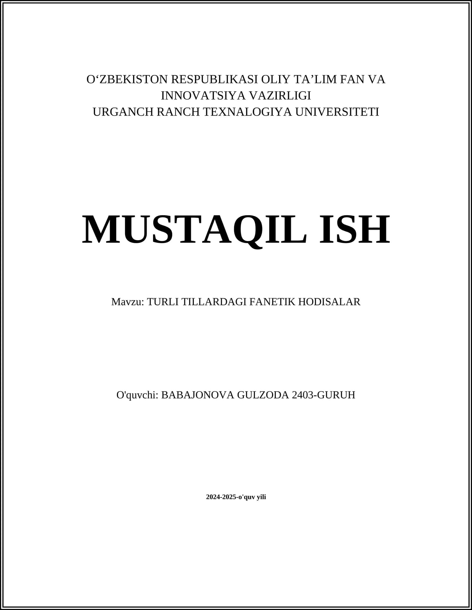 TURLI TILLARDAGI FANETIK HODISALAR