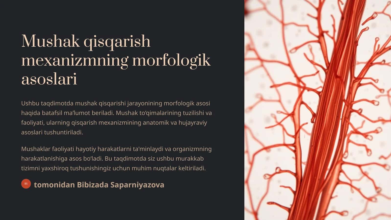Mushak qisqarish mexanizmning morfologik asoslari