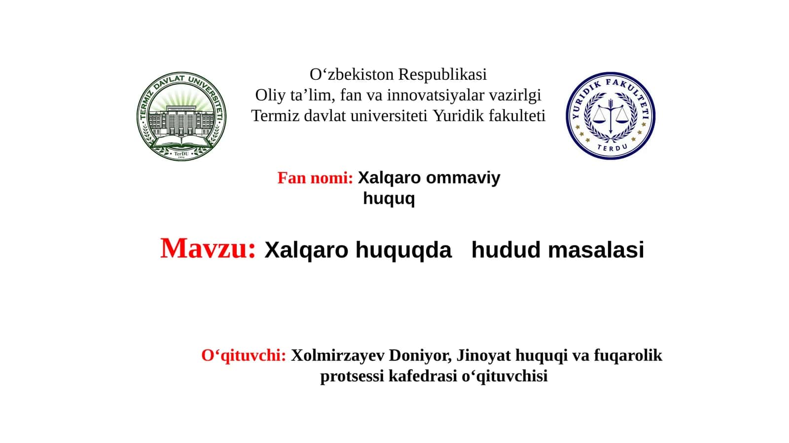 Xalqaro huquqda hudud masalasi