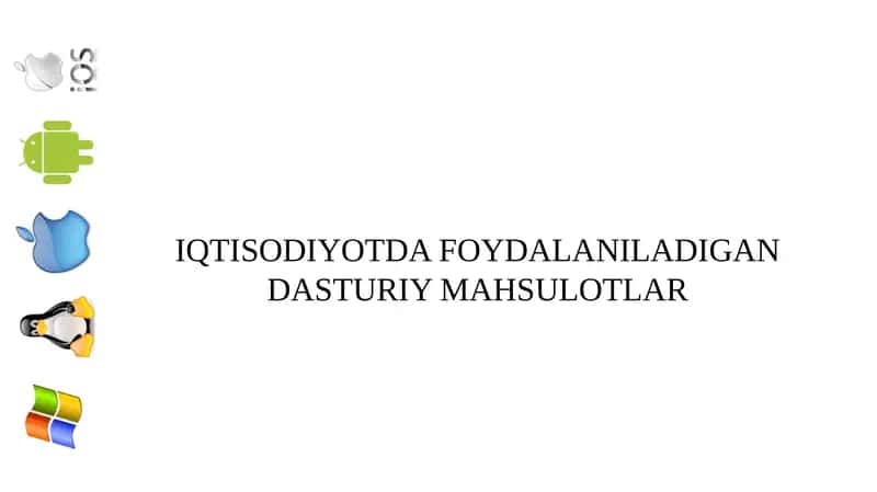 Iqtisodiyotda foydalaniladigan dasturiy mahsulotlar