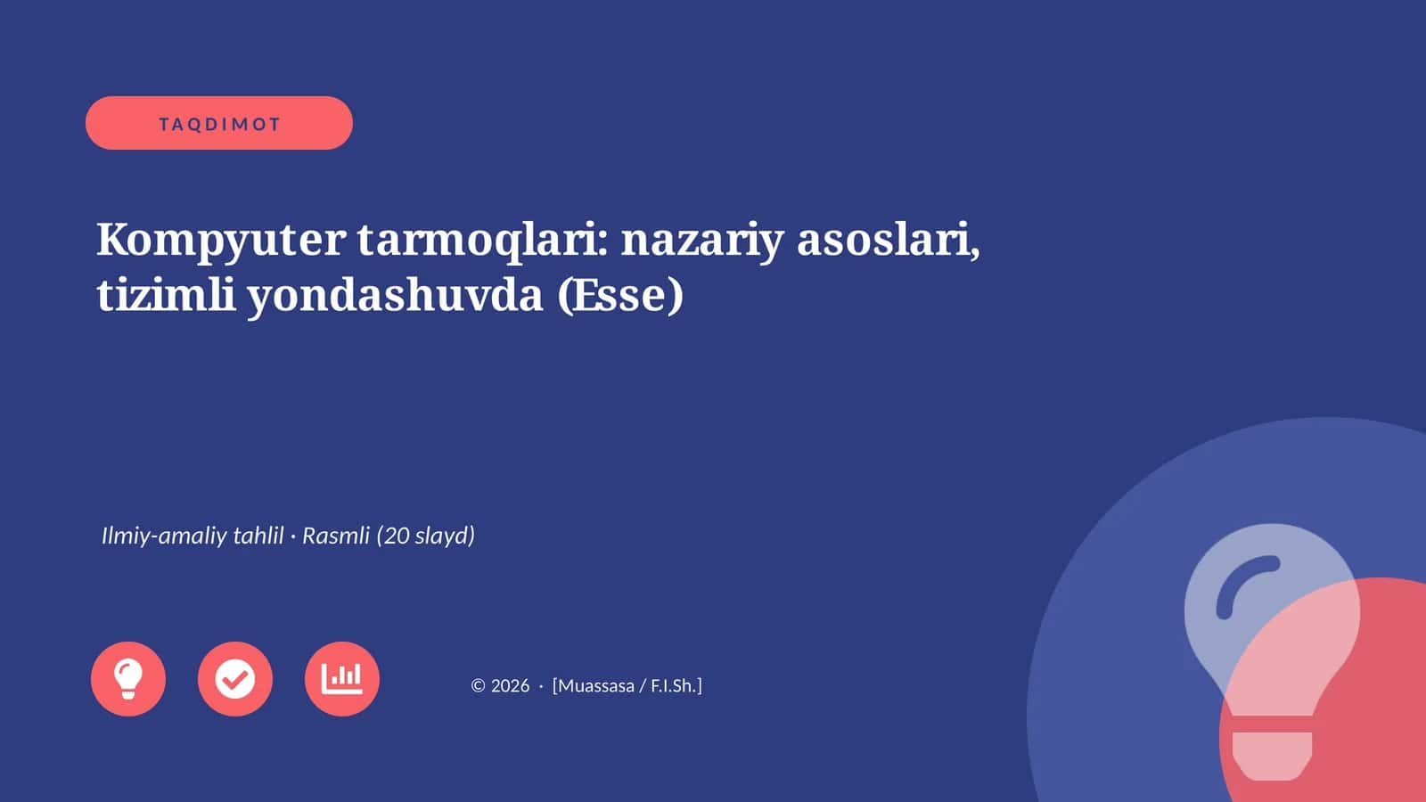 Kompyuter tarmoqlari: nazariy asoslari, tizimli yondashuvda (Esse)