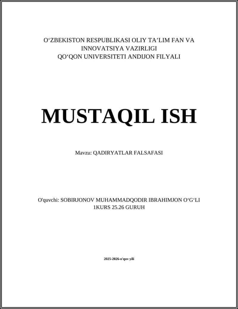 QADIRYATLAR FALSAFASI