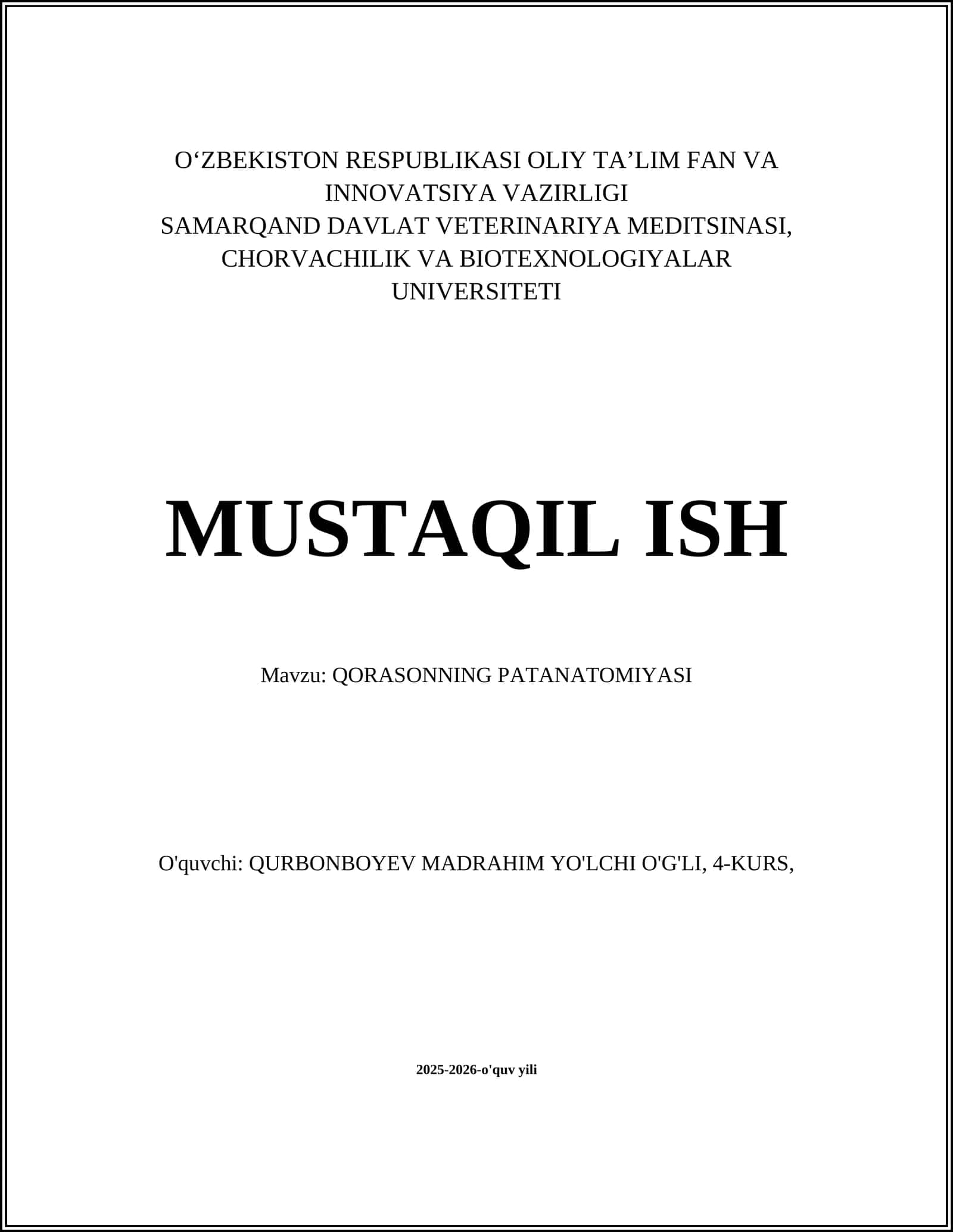 QORASONNING PATANATOMIYASI