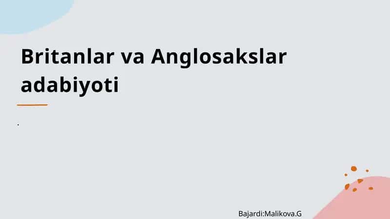 Britanlar va Anglosakslar adabiyoti