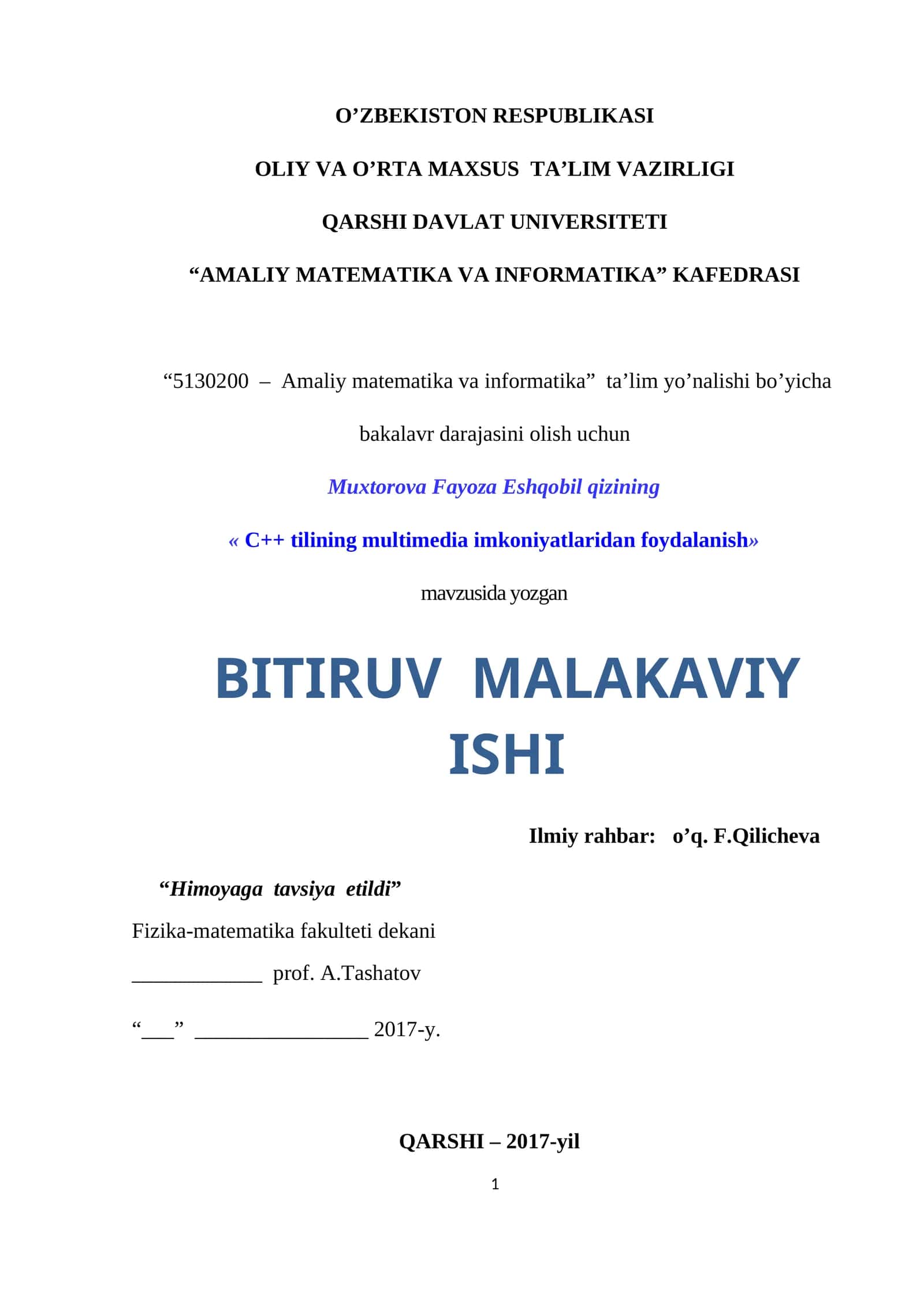C++ tilining multimedia imkoniyatlaridan foydalanish
