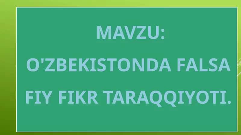 O'zbekistonda falsafiy fikr taraqqiyoti