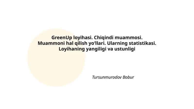 GreenUp loyihasi