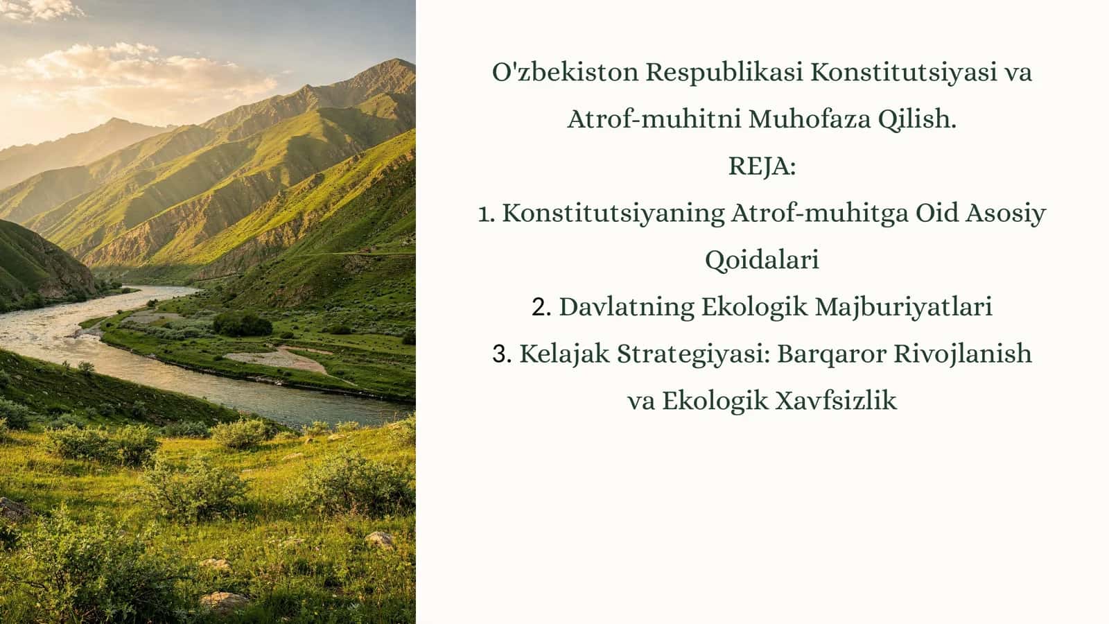 O'zbekiston Respublikasi Konstitutsiyasi va Atrof-muhitniMuhofazaQilish